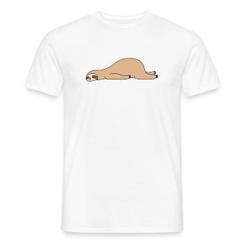 Funny Lazy Sloth Lying Down Tired Sleeping Animal  - Men's T-Shirt - white - Front - AI Model Male 178 dark (178cm)
