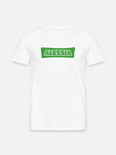 Alessia Namenslogo Grünblock - Männer T-Shirt - Weiß