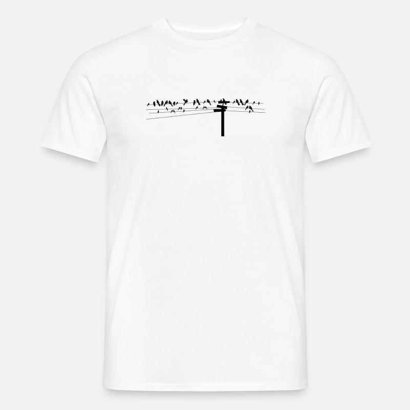 Vögel sitzen gemeinsam auf einer Stromleitung - Männer T-Shirt - Weiß