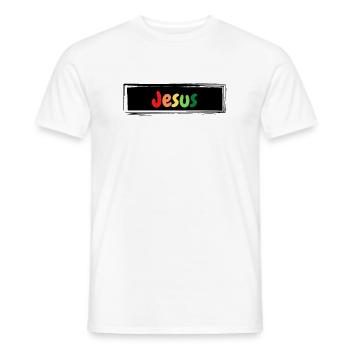 Jesus bunter Schriftzug - Männer T-Shirt - Weiß - Vorne - AI Model Male 178 dark (178cm)