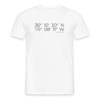 Coordonnées : Las Vegas, Nevada - T-shirt homme - blanc - Devant - AI Model Male 178 dark (178cm)