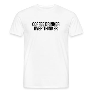 buveur de café penseur excessif Citation drôle - T-shirt homme - blanc - Devant - AI Model Male 178 dark (178cm)