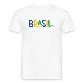Brasilien Bubble Schriftzug Fussball Fan Shirt - Männer T-Shirt - Weiß - Vorne - AI Model Male 178 dark (178cm)