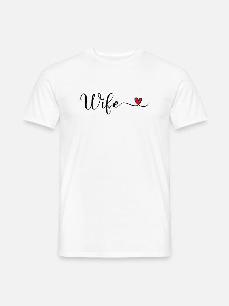 Ehefrau-Herz-Typografie - Männer T-Shirt - Weiß