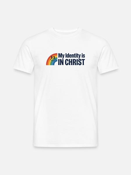 Identität in Christus Regenbogen - Männer T-Shirt - Weiß