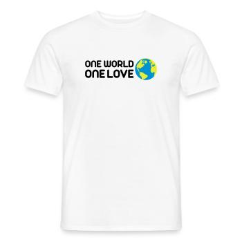 One World One Love - Men's T-Shirt - white - Front - AI Model Male 178 dark (178cm)
