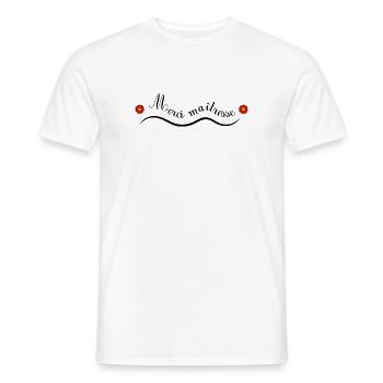MERCI. MAÎTRESSE. MAÎTRE. MERCI MAÎTRESSE - T-shirt homme - blanc - Devant - AI Model Male 178 dark (178cm)