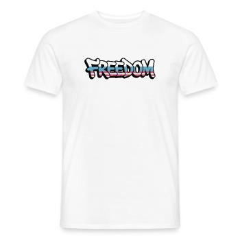 Freedom Typography Statement Design - Men's T-Shirt - white - Front - AI Model Male 178 dark (178cm)