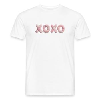 Plush Patchwork XOXO Design Pink - Men's T-Shirt - white - Front - AI Model Male 178 dark (178cm)