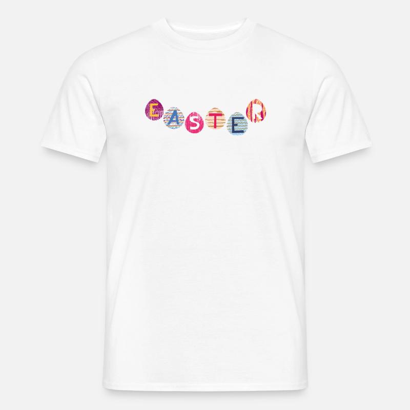 Osterbuchstaben auf bunten Eiern - Männer T-Shirt - Weiß