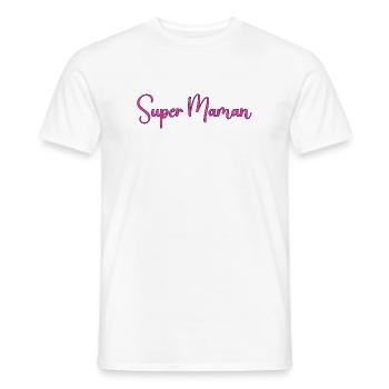 Super_Maman_ - T-shirt homme - blanc - Devant - AI Model Male 178 dark (178cm)
