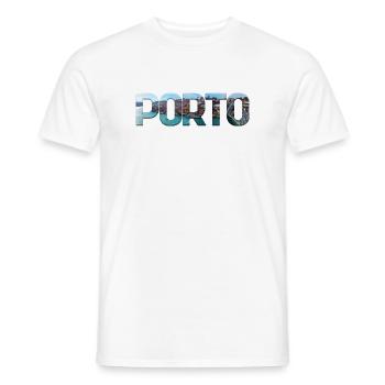 Découpe de Porto Skyline - T-shirt homme - blanc - Devant - AI Model Male 178 dark (178cm)