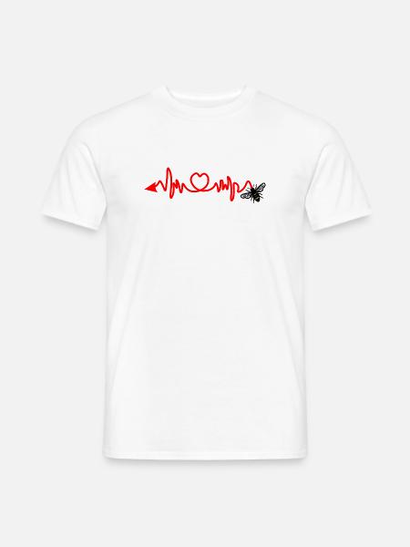 Cardio-Herzfrequenz, Biene mit Stachel oder Pfeil - Männer T-Shirt - Weiß