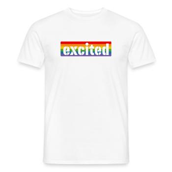 LGBT Rainbow Tshirt excited - Men's T-Shirt - white - Front - AI Model Male 178 dark (178cm)