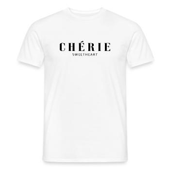 Cherie Chérie - T-shirt homme - blanc - Devant - AI Model Male 178 dark (178cm)