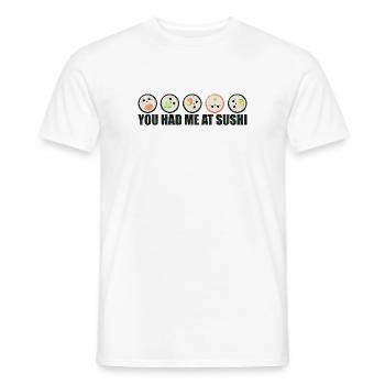 Sushi Lustiger Spruch - Vous m’avez eu chez sushi - T-shirt homme - blanc - Devant - AI Model Male 178 dark (178cm)