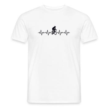 Bicycle Road Bike ECG Heartbeat Heart Rate - Men's T-Shirt - white - Front - AI Model Male 178 dark (178cm)
