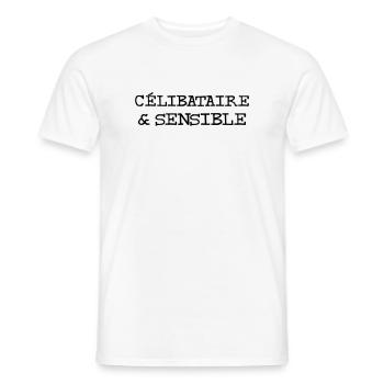 Célibataire & Sensible - T-shirt homme - blanc - Devant - AI Model Male 178 dark (178cm)