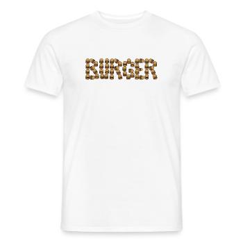 Burger typography - Men's T-Shirt - white - Front - AI Model Male 178 dark (178cm)