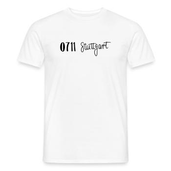 0711 Stuttgart - Männer T-Shirt - Weiß - Vorne - AI Model Male 178 dark (178cm)