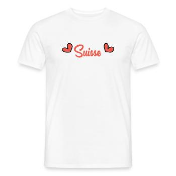 SUISSE. PAYS. GENEVE. DRAPEAU - T-shirt homme - blanc - Devant - AI Model Male 178 dark (178cm)