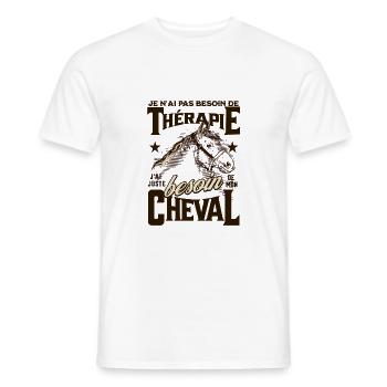 Besoin de mon cheval - T-shirt homme - blanc - Devant - AI Model Male 178 dark (178cm)