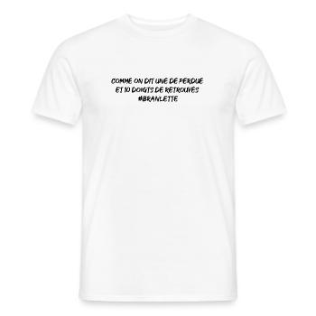 As they say, one lost 10 fingers found - Men's T-Shirt - white - Front - AI Model Male 178 dark (178cm)