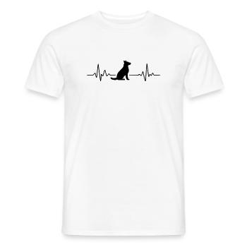Herzschlag Takt EKG Hund Heartbeat Shirt Geschenk - Männer T-Shirt - Weiß - Vorne - AI Model Male 178 dark (178cm)