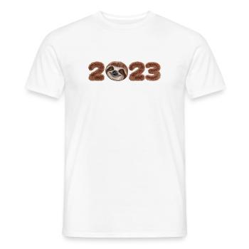 Tenue de réveillon du Nouvel An paresseux 2023 Réveillon du Nouvel An - T-shirt homme - blanc - Devant - AI Model Male 178 dark (178cm)