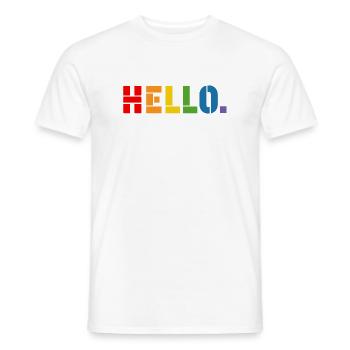 Chemise arc-en-ciel LGBT bonjour, LGBT lgbtqi queer - T-shirt homme - blanc - Devant - AI Model Male 178 dark (178cm)