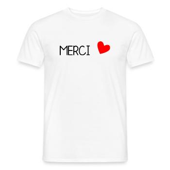 MERCI. MAÎTRESSE. MAÎTRE. MERCI MAÎTRESSE - T-shirt homme - blanc - Devant - AI Model Male 178 dark (178cm)