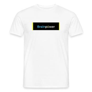 Brainpower Glühbirne Typografie - Männer T-Shirt - Weiß - Vorne - AI Model Male 178 dark (178cm)