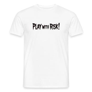 Jouez avec le risque Texte graphique audacieux - T-shirt homme - blanc - Devant - AI Model Male 178 dark (178cm)