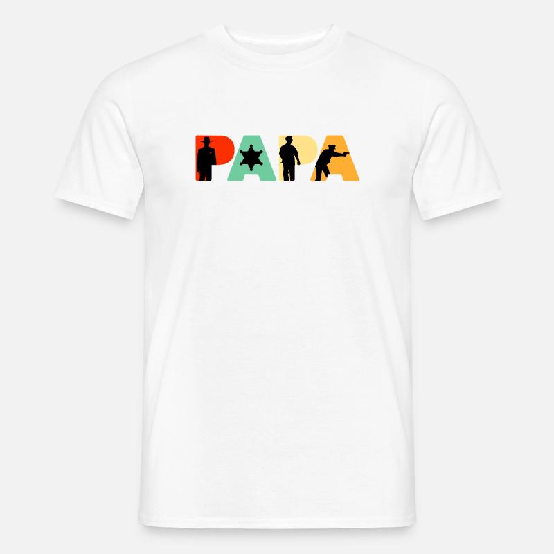 Papa Sheriff Polizeibeamter Polizeigeschenk - Männer T-Shirt - Weiß