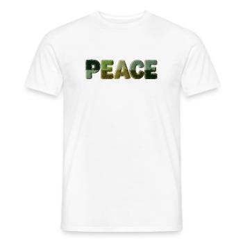Peace Lettering Patchwork Look 70s Style - Men's T-Shirt - white - Front - AI Model Male 178 dark (178cm)