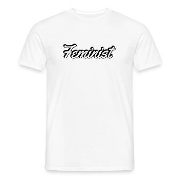 Feminist Script on Apparel - Men's T-Shirt - white - Front - AI Model Male 178 dark (178cm)
