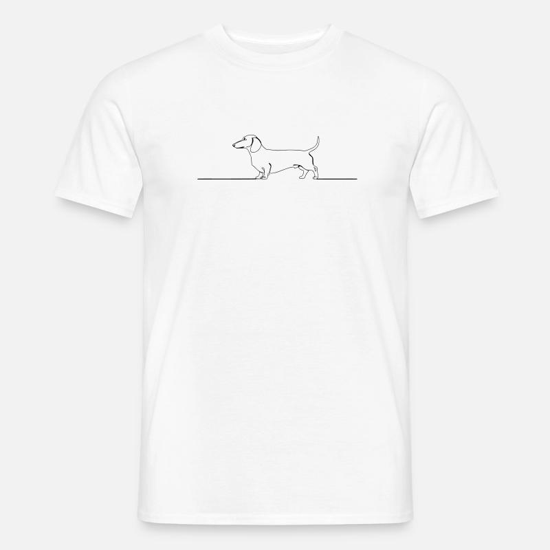 Teckel Dackel One Line Art - Männer T-Shirt - Weiß