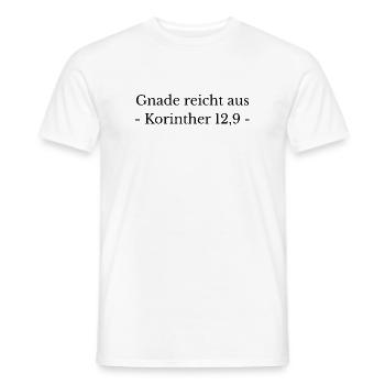 Korinther 12,9 Bibelvers: Gnade reicht aus Spruch - Männer T-Shirt - Weiß - Vorne - AI Model Male 178 dark (178cm)