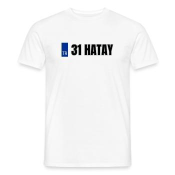 31 Hatay Kennzeichen | Türkisches Kennzeichen - Männer T-Shirt - Weiß - Vorne - AI Model Male 178 dark (178cm)