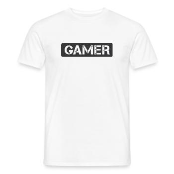 gamer gaming player icon logo icon graphic - Men's T-Shirt - white - Front - AI Model Male 178 dark (178cm)