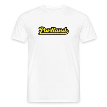 Portland Neon Schriftzug - Männer T-Shirt - Weiß - Vorne - AI Model Male 178 dark (178cm)