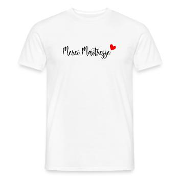 MISTRESS. THANK YOU. THANK YOU MISTRESS. MISTRESS - Men's T-Shirt - white - Front - AI Model Male 178 dark (178cm)