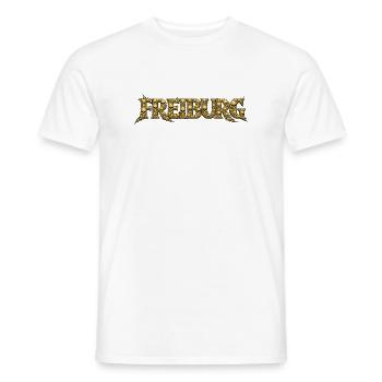 Freiburg Gold Skull Logo - Men's T-Shirt - white - Front - AI Model Male 178 dark (178cm)