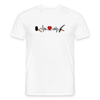 Pflaster-Cardio-Hartschlag mit rotem Herzen, - Männer T-Shirt - Weiß - Vorne - AI Model Male 178 dark (178cm)