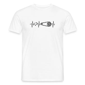 Heartbeat Bicycle Love Vélo Chaîne Pulse Logo - T-shirt homme - blanc - Devant - AI Model Male 178 dark (178cm)