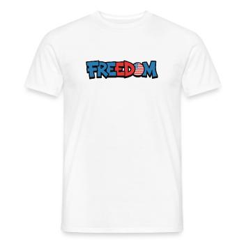 Freedom Typography Statement Design - Men's T-Shirt - white - Front - AI Model Male 178 dark (178cm)