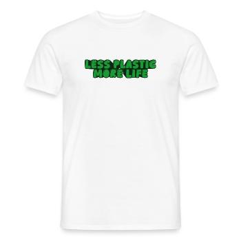 weniger Plastik, mehr Lebensdauer - Männer T-Shirt - Weiß - Vorne - AI Model Male 178 dark (178cm)