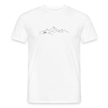 Minimalist Mountain Hikers Line Art - Men's T-Shirt - white - Front - AI Model Male 178 dark (178cm)