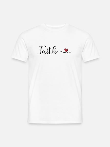 Glaubenstypografie mit Herz - Männer T-Shirt - Weiß
