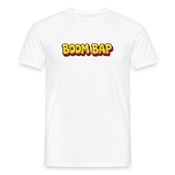 BOOM BAP - Oldschool Hip Hop Bubble Comic Style - Men's T-Shirt - white - Front - AI Model Male 178 dark (178cm)